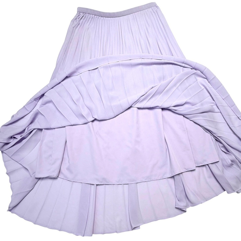 Uniqlo Lilac Pleated Maxi Skirt Large Flowy Elastic Waist Lined Ballet Fairy - Picture 2 of 8